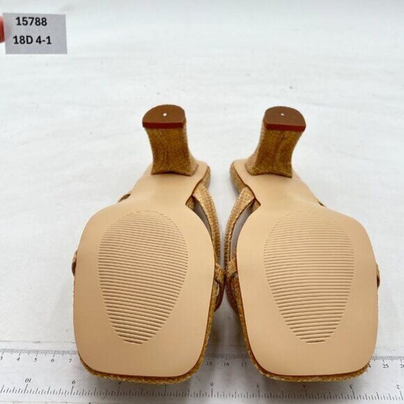 Pazzion Women Open Square Toe  Flip Flop Sandals Slip On Low Heeled Apricot - Picture 7 of 7